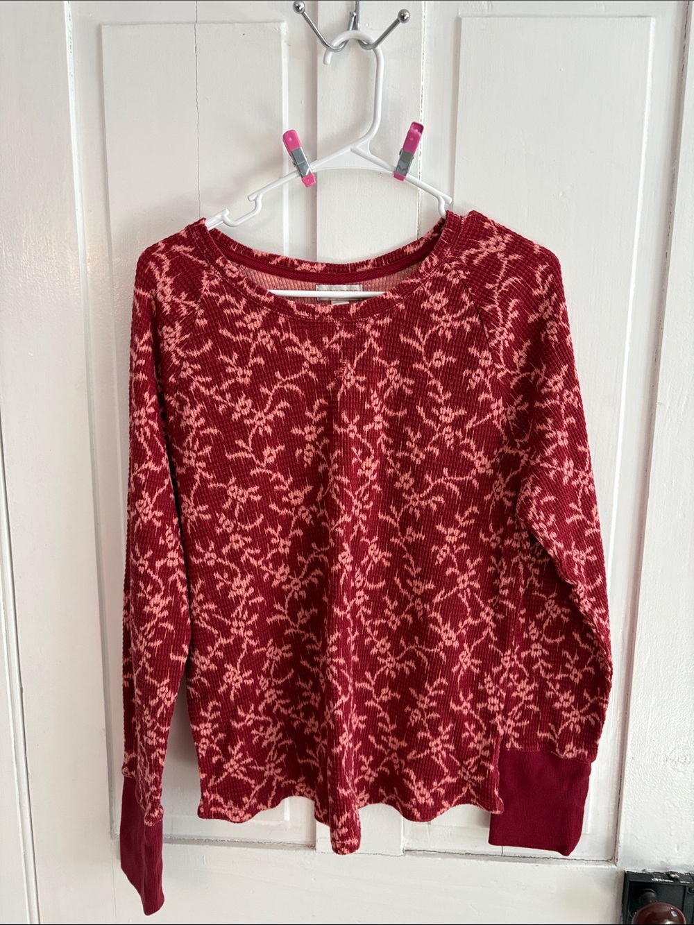 Knox Rose Red and Cream Patterned Crewneck Sweater
